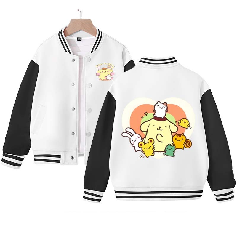 New Children's Autumn Clothing Kawaii Anime Sanrios Pompompurin Coat Children's Baseball Uniform Boys and Girls Jacket Gift
