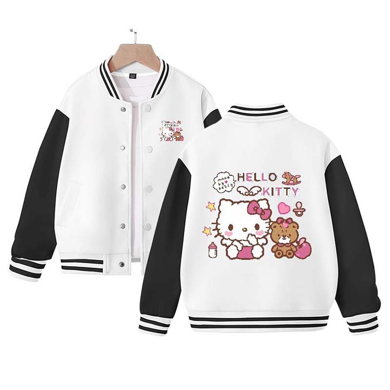 Sanrio New Hello Kitty Kuromi Cinnamoroll Children's Loose Sports Baseball Uniform Jacket Cute Cartoon Girls Coat Top Gift