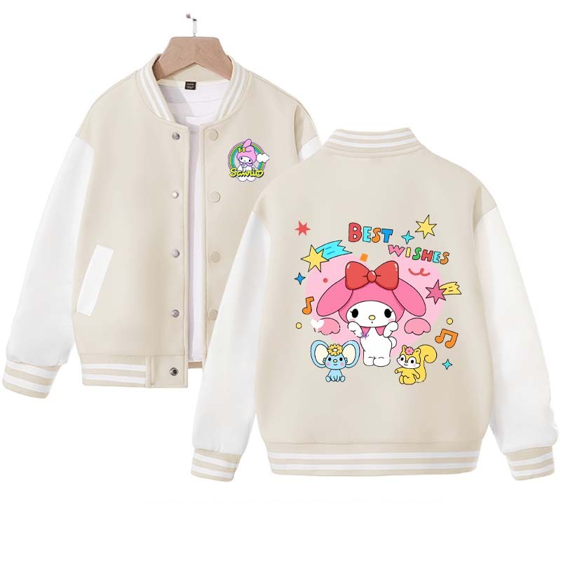 Sanrios Kawaii Anime My Melody Cute Cartoon Jacket Spring Autumn New Children's Loose Sports Baseball Uniform Birthday Gift
