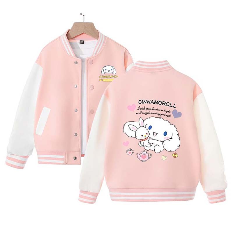 Sanrios Kawaii Anime Cinnamoroll Cute Cartoon Woman Jacket Spring Autumn New Loose Sports Baseball Uniform Birthday Gift
