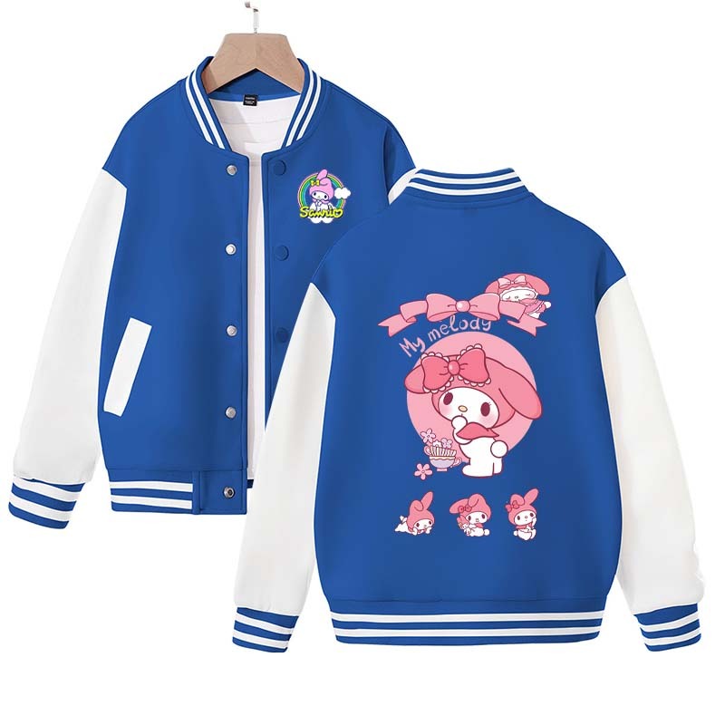 202 Sanrios Anime My Melody Kuromi Cartoon Cute Spring Autumn Children Coat Baseball Uniform Boys Girls Clothing Long Sleeve Jacket