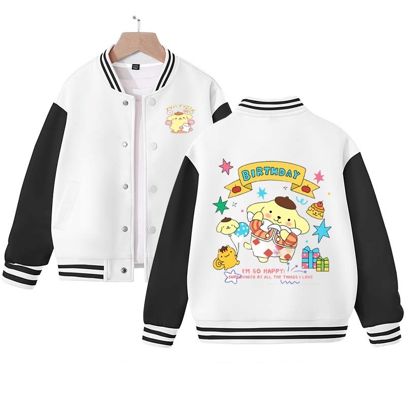 2023 Kawaii Sanrio Pompompurink Cartoon Kids Coat Japan Anime Spring and Autumn New Casual Sports Baseball Uniform Girl Gift
