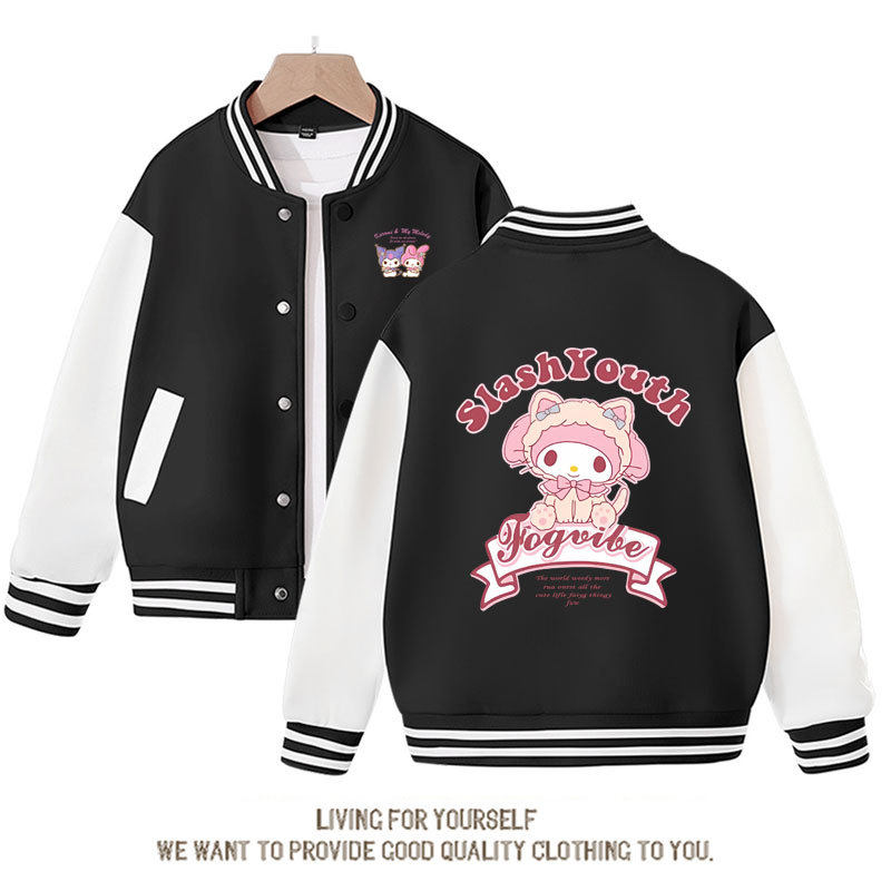 Sanrio Kawaii Anime My Melody Jacket Cute Cartoon Woman Spring Autumn Overcoat Jacket Loose Sports Children Baseball Uniforma