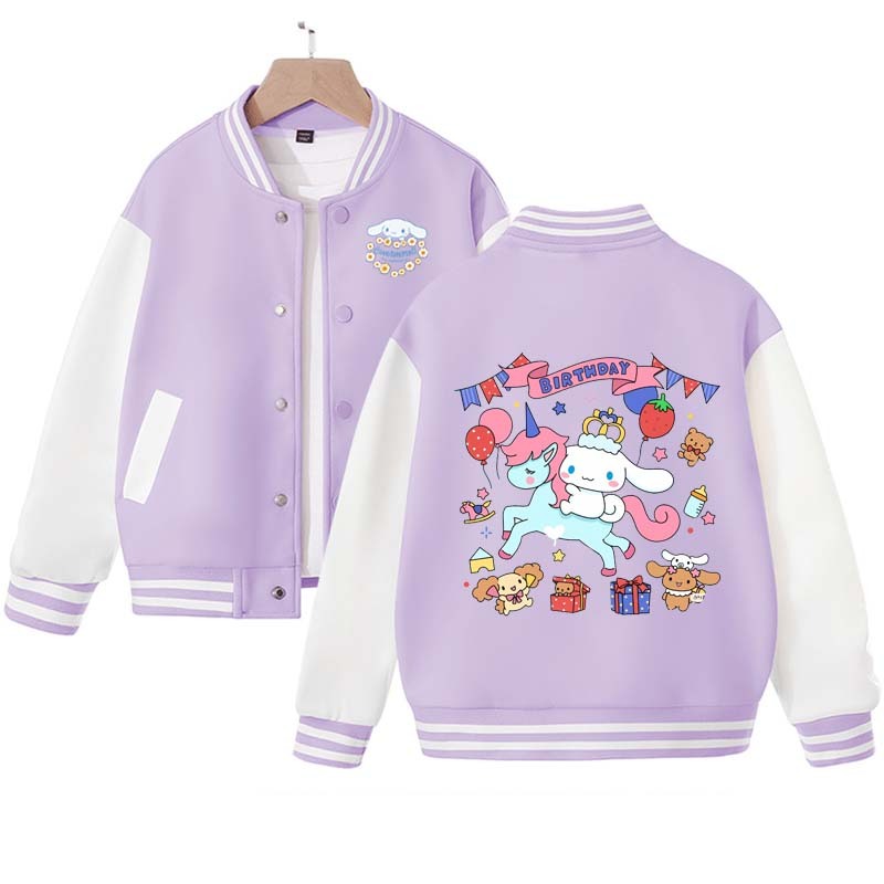 Sanrio Kawaii Anime Cinnamoroll Cute Cartoon Woman Jacket Spring Autumn Overcoat Jacket Loose Sports Children Baseball Uniforma
