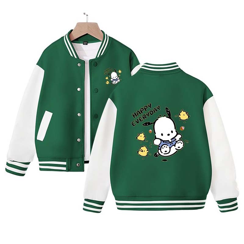Sanrios Kawaii Anime Pochacco Cute Cartoon Spring and Autumn New Baseball Uniform Kids Tops Casual Coat Jacket Birthday Gift