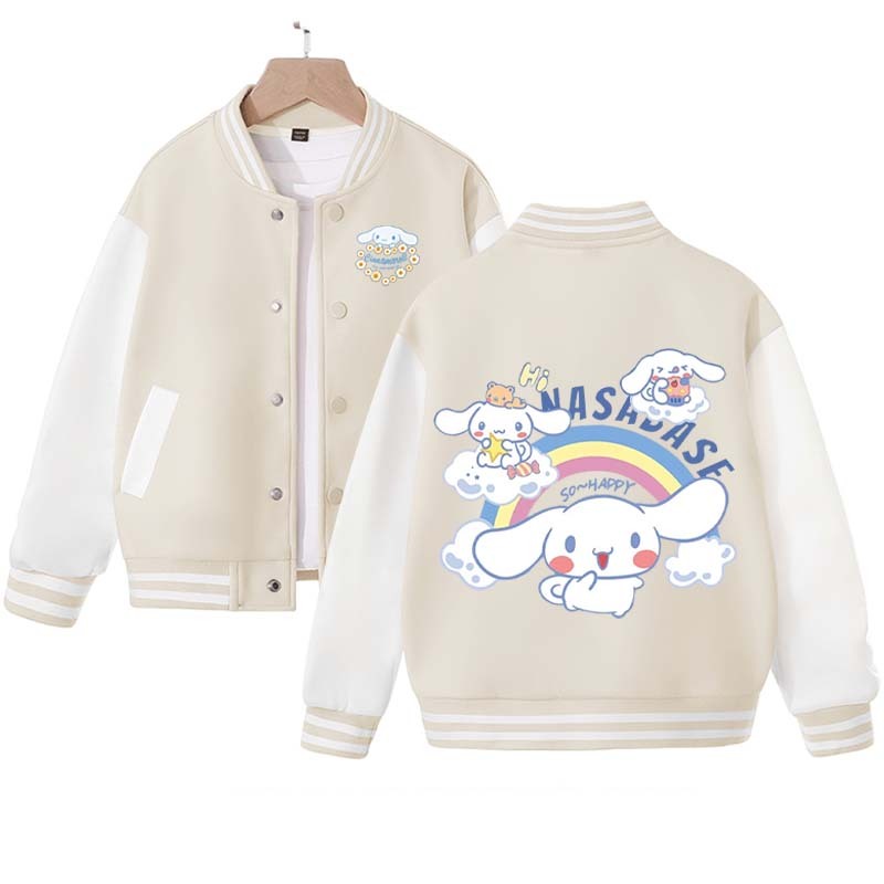 Sanrios Kawaii Anime Cinnamoroll Cute Cartoon Girl Kids Jacket Spring Autumn Sports Baseball Uniform Children Birthday Gift