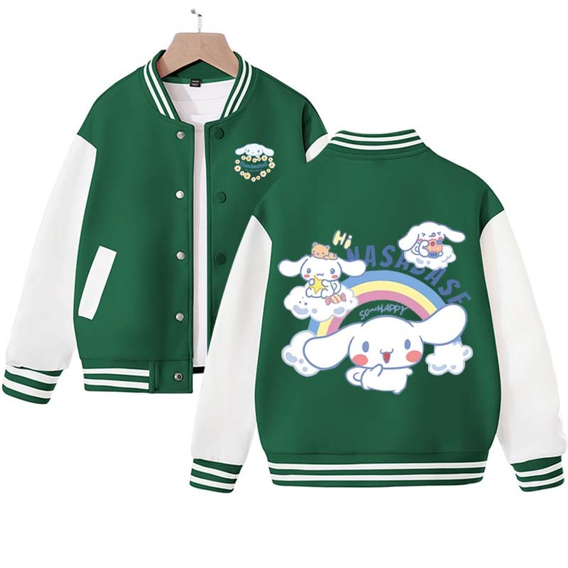 Sanrios Kawaii Anime Cinnamoroll Cute Cartoon Girl Kids Jacket Spring Autumn Sports Baseball Uniform Children Birthday Gift