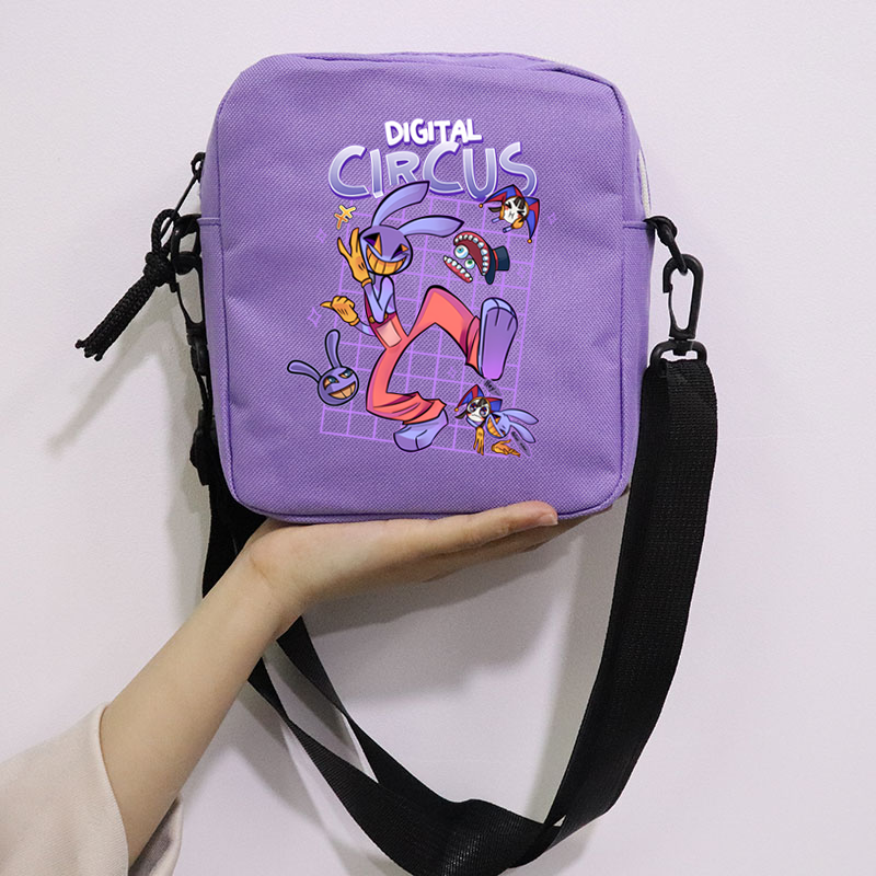 The Amazing Digital Circus School Bag Peripheral Oblique Bag Small Square Bag One Shoulder Oblique Backpack for Boy and Girls