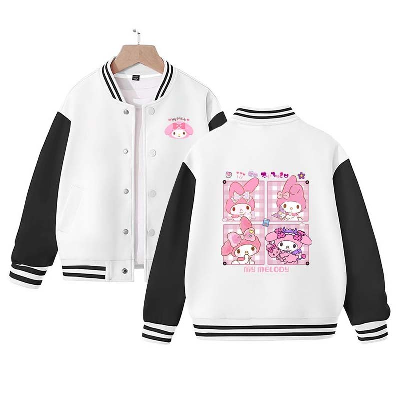 Sanrios Kawaii Anime My Melody Cute Cartoon Jacket Spring Autumn New Children's Loose Sports Baseball Uniform Birthday Gift