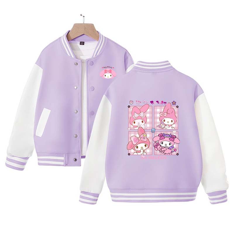 Sanrios Kawaii Anime My Melody Cute Cartoon Jacket Spring Autumn New Children's Loose Sports Baseball Uniform Birthday Gift