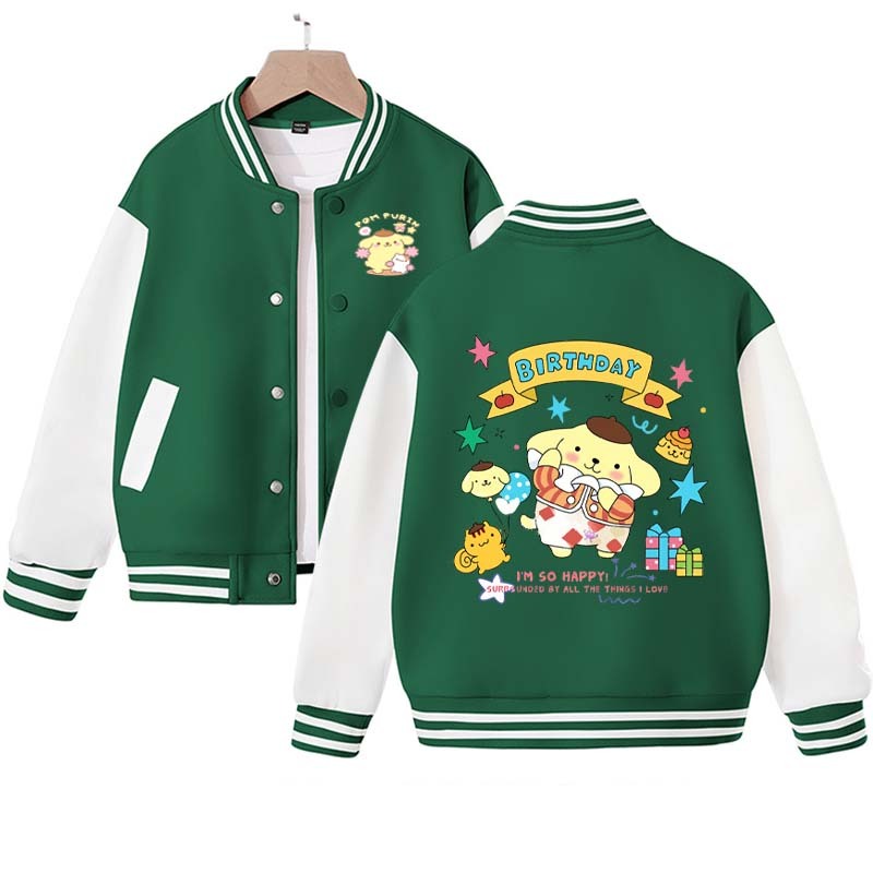 2023 Kawaii Sanrio Pompompurink Cartoon Kids Coat Japan Anime Spring and Autumn New Casual Sports Baseball Uniform Girl Gift
