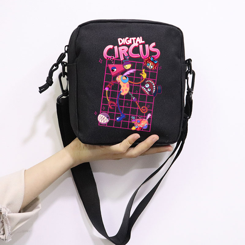 The Amazing Digital Circus School Bag Peripheral Oblique Bag Small Square Bag One Shoulder Oblique Backpack for Boy and Girls