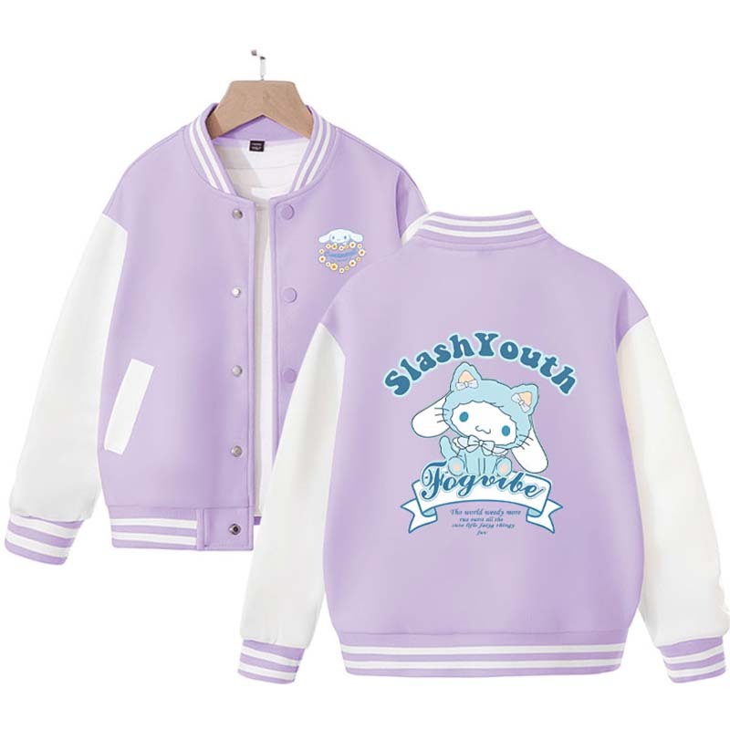 Sanrios Kawaii Anime Cinnamoroll Cute Cartoon Girl Kids Jacket Spring Autumn Sports Baseball Uniform Children Birthday Gift
