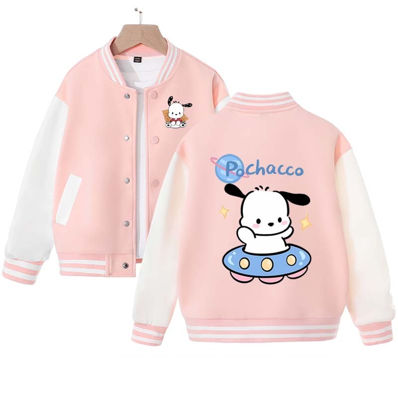 2023  Kawaii Sanrio Cinnamoroll My Melody Pochacco Baseball Jacket Cartoon Anime Girl Loose Baseball Uniform Spring Autumn Sport Coat