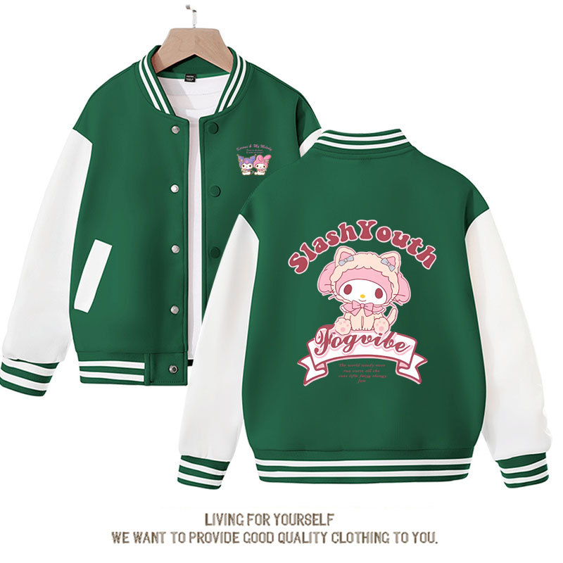 Sanrio Kawaii Anime My Melody Jacket Cute Cartoon Woman Spring Autumn Overcoat Jacket Loose Sports Children Baseball Uniforma