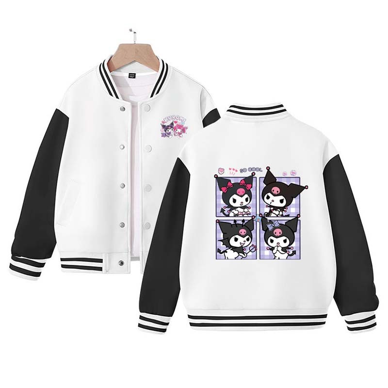New Kawaii Sanrios Anime Pompompurin Cinnamoroll Kuromi Children Baseball Clothes Autumn Kids Jacket Boys Girls Sportswear Coats