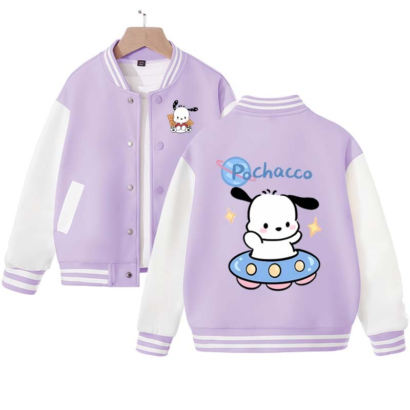 2023  Kawaii Sanrio Cinnamoroll My Melody Pochacco Baseball Jacket Cartoon Anime Girl Loose Baseball Uniform Spring Autumn Sport Coat