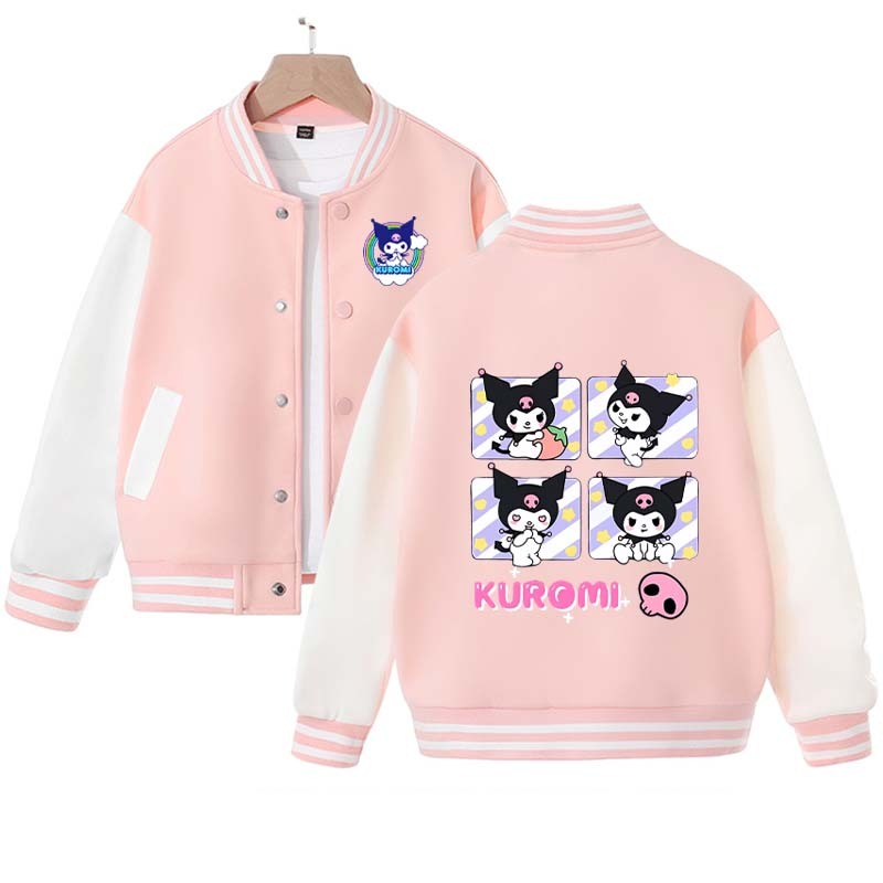 2023 New Kuromi Baseball Jersey Kawaii Sanrio Mymelody Cinnamoroll Autumn Student Cartoon Sports Coat Cute Girl Jacket Birthday Gift