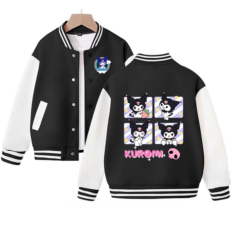 2023 New Kuromi Baseball Jersey Kawaii Sanrio Mymelody Cinnamoroll Autumn Student Cartoon Sports Coat Cute Girl Jacket Birthday Gift