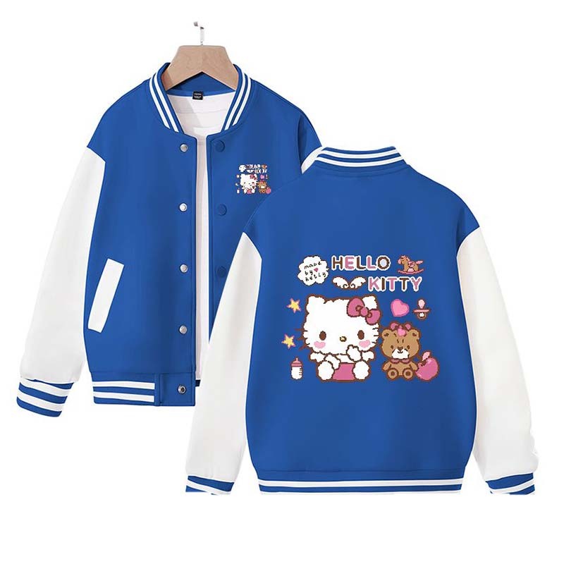 Sanrio New Hello Kitty Kuromi Cinnamoroll Children's Loose Sports Baseball Uniform Jacket Cute Cartoon Girls Coat Top Gift