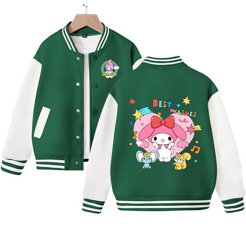 Sanrios Kawaii Anime My Melody Cute Cartoon Jacket Spring Autumn New Children's Loose Sports Baseball Uniform Birthday Gift