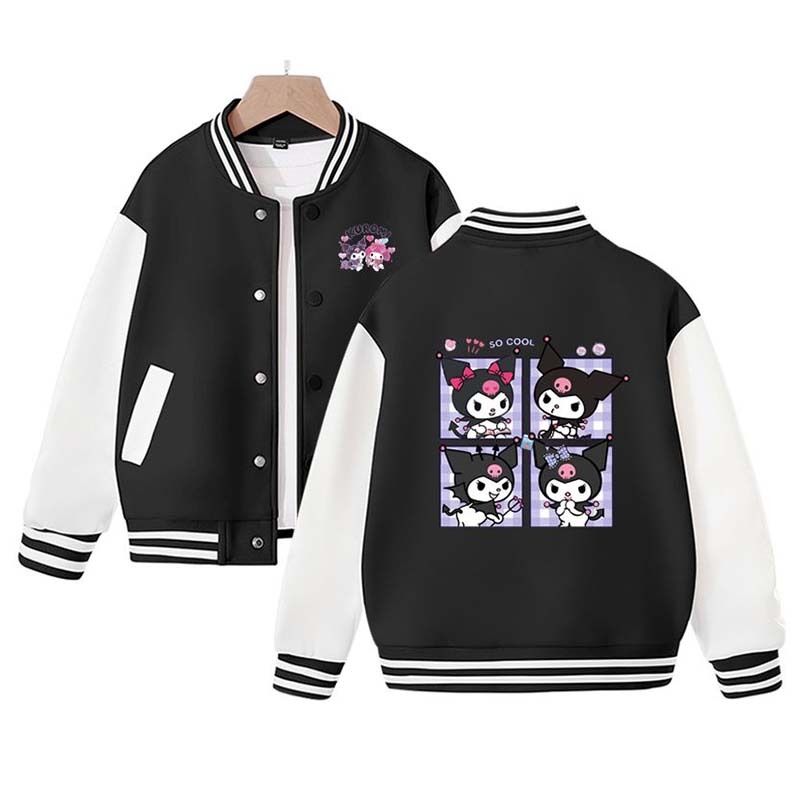 New Kawaii Sanrios Anime Pompompurin Cinnamoroll Kuromi Children Baseball Clothes Autumn Kids Jacket Boys Girls Sportswear Coats