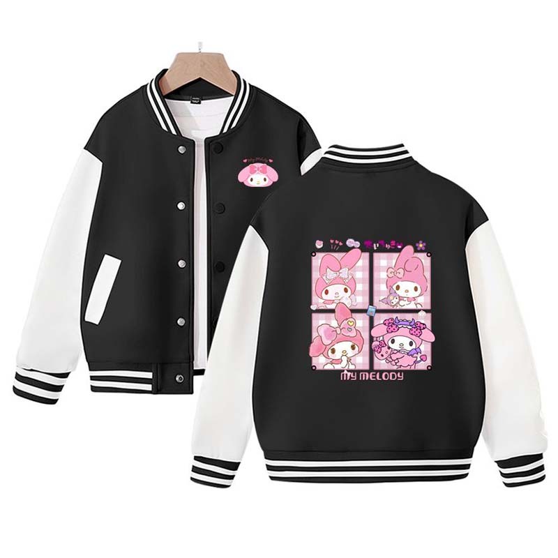 Sanrios Kawaii Anime My Melody Cute Cartoon Jacket Spring Autumn New Children's Loose Sports Baseball Uniform Birthday Gift
