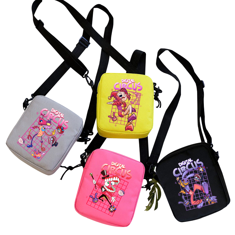 The Amazing Digital Circus School Bag Peripheral Oblique Bag Small Square Bag One Shoulder Oblique Backpack for Boy and Girls