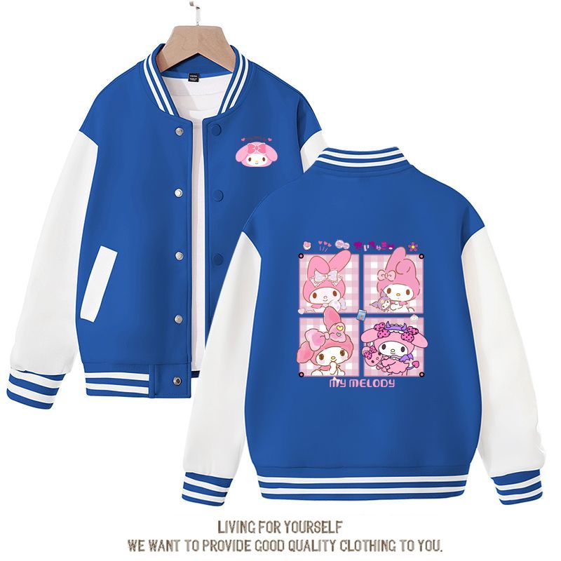 Sanrios Kawaii Anime My Melody Cute Cartoon Jacket Spring Autumn New Children's Loose Sports Baseball Uniform Birthday Gift