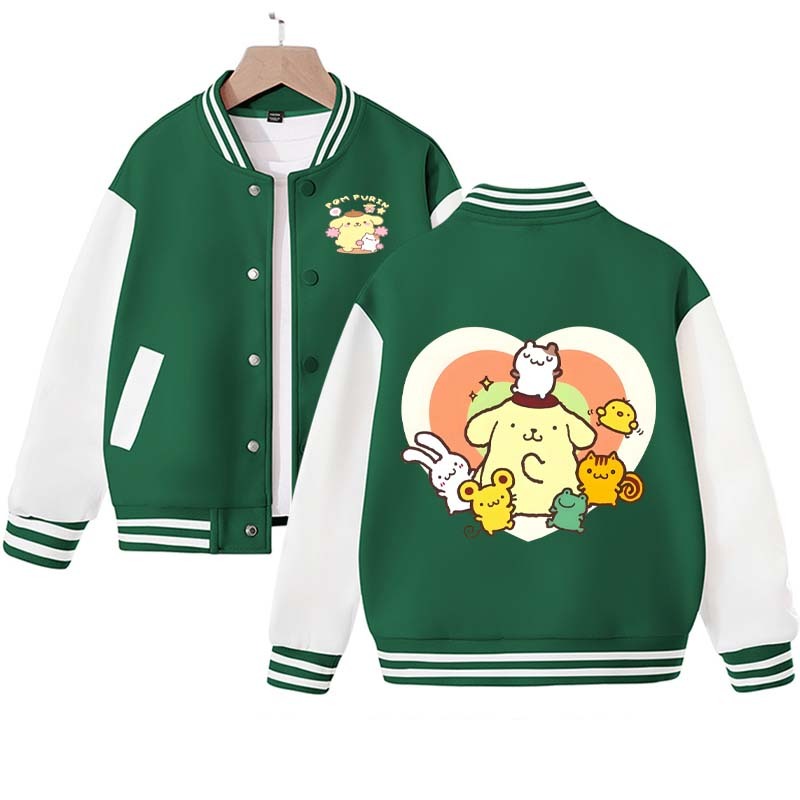 New Children's Autumn Clothing Kawaii Anime Sanrios Pompompurin Coat Children's Baseball Uniform Boys and Girls Jacket Gift
