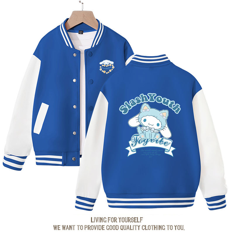 Sanrios Kawaii Anime Cinnamoroll Cute Cartoon Girl Kids Jacket Spring Autumn Sports Baseball Uniform Children Birthday Gift