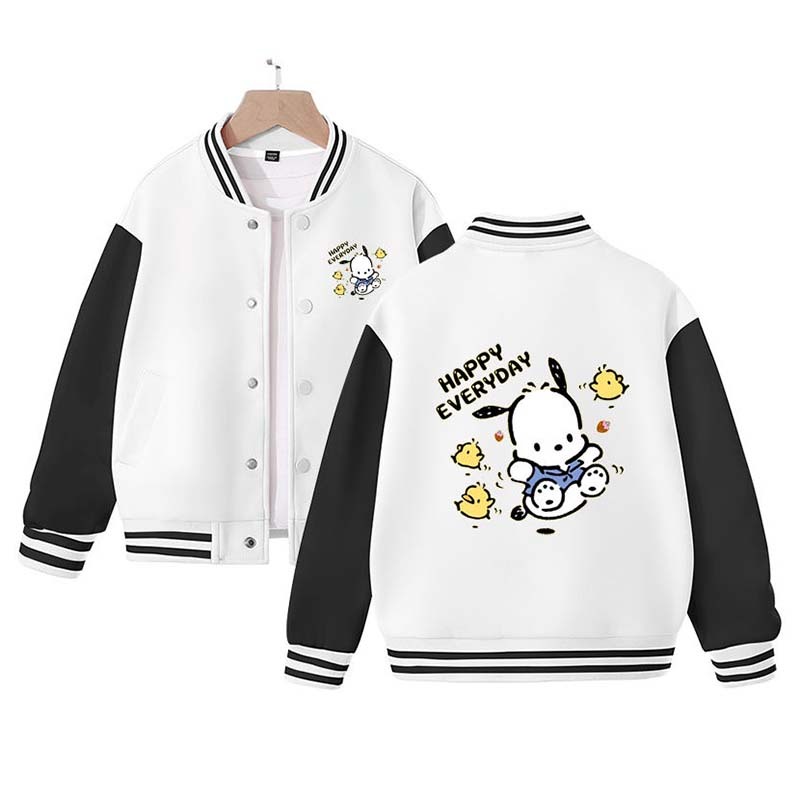 Sanrios Kawaii Anime Pochacco Cute Cartoon Spring and Autumn New Baseball Uniform Kids Tops Casual Coat Jacket Birthday Gift