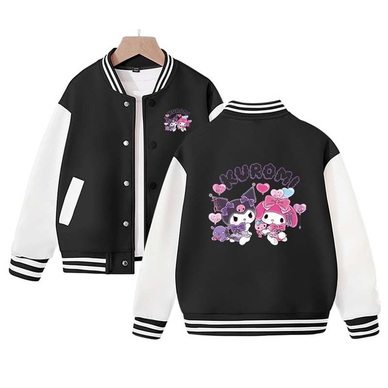 Sanrio Cotton Kid Kuromi Baseball Uniform Melody Cartoon Dopamine Dressing Jacket Cute Spring Autumn Casual Coat Anime Girl Gift