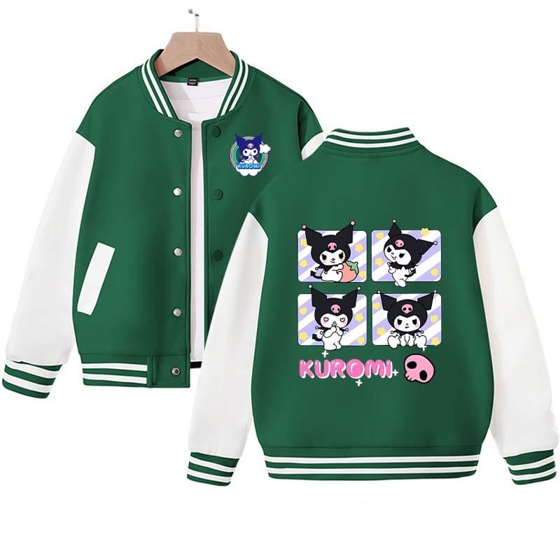 2023 New Kuromi Baseball Jersey Kawaii Sanrio Mymelody Cinnamoroll Autumn Student Cartoon Sports Coat Cute Girl Jacket Birthday Gift
