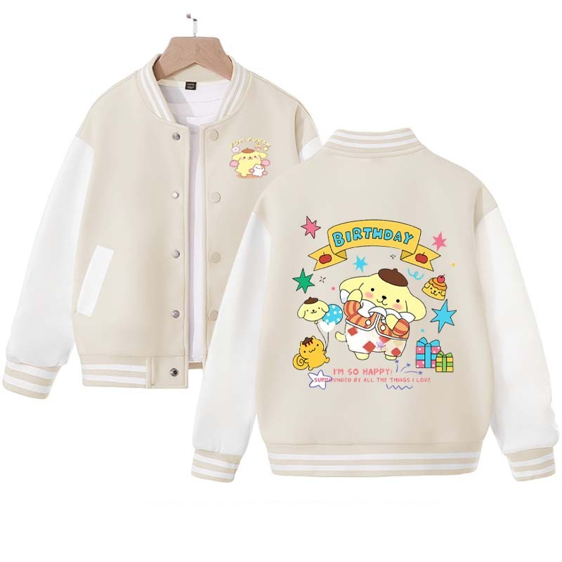 2023 Kawaii Sanrio Pompompurink Cartoon Kids Coat Japan Anime Spring and Autumn New Casual Sports Baseball Uniform Girl Gift