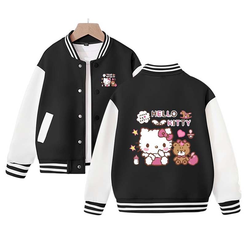 Sanrio New Hello Kitty Kuromi Cinnamoroll Children's Loose Sports Baseball Uniform Jacket Cute Cartoon Girls Coat Top Gift