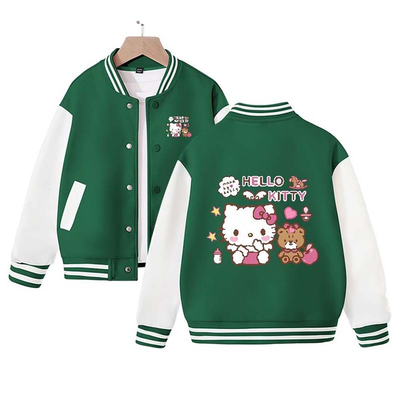 Sanrio New Hello Kitty Kuromi Cinnamoroll Children's Loose Sports Baseball Uniform Jacket Cute Cartoon Girls Coat Top Gift