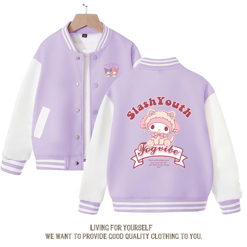 Sanrio Kawaii Anime My Melody Jacket Cute Cartoon Woman Spring Autumn Overcoat Jacket Loose Sports Children Baseball Uniforma