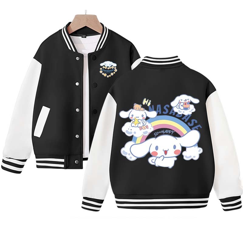 Sanrios Kawaii Anime Cinnamoroll Cute Cartoon Girl Kids Jacket Spring Autumn Sports Baseball Uniform Children Birthday Gift
