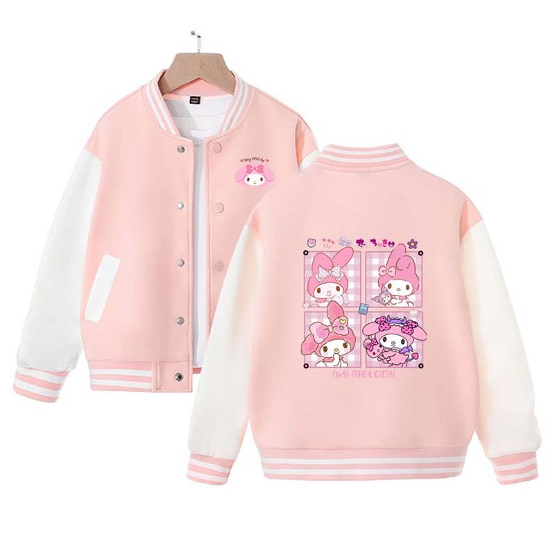 Sanrios Kawaii Anime My Melody Cute Cartoon Jacket Spring Autumn New Children's Loose Sports Baseball Uniform Birthday Gift