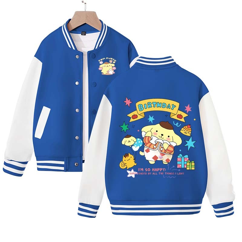2023 Kawaii Sanrio Pompompurink Cartoon Kids Coat Japan Anime Spring and Autumn New Casual Sports Baseball Uniform Girl Gift