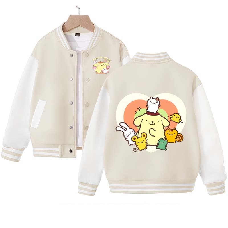 New Children's Autumn Clothing Kawaii Anime Sanrios Pompompurin Coat Children's Baseball Uniform Boys and Girls Jacket Gift