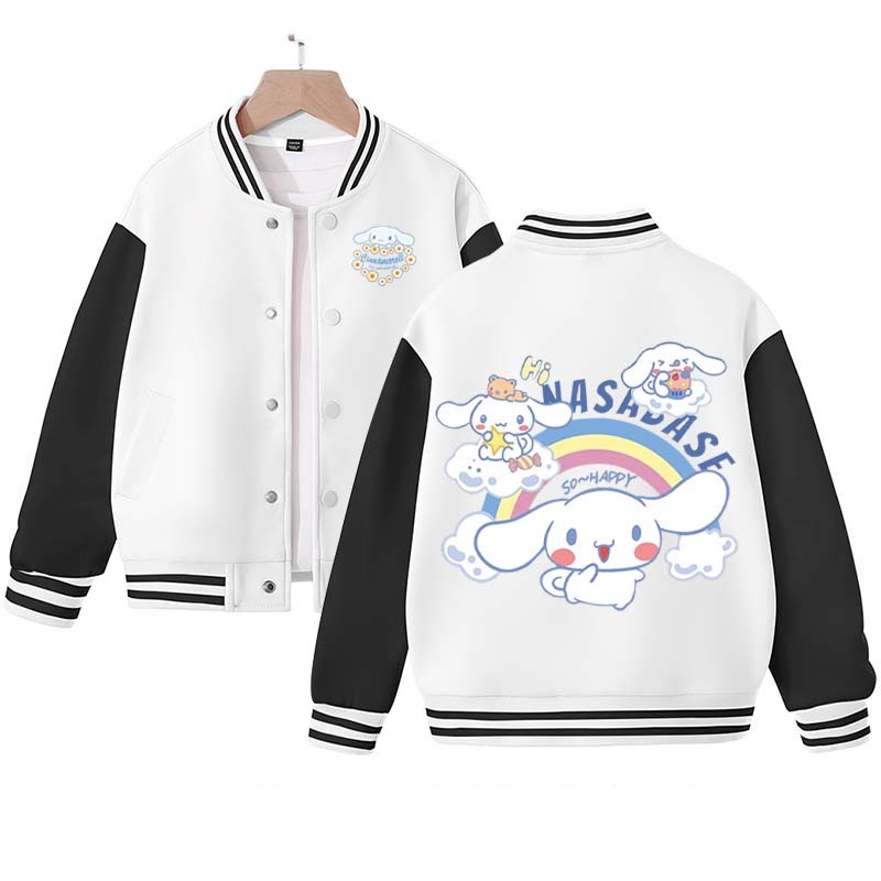 Sanrios Kawaii Anime Cinnamoroll Cute Cartoon Girl Kids Jacket Spring Autumn Sports Baseball Uniform Children Birthday Gift