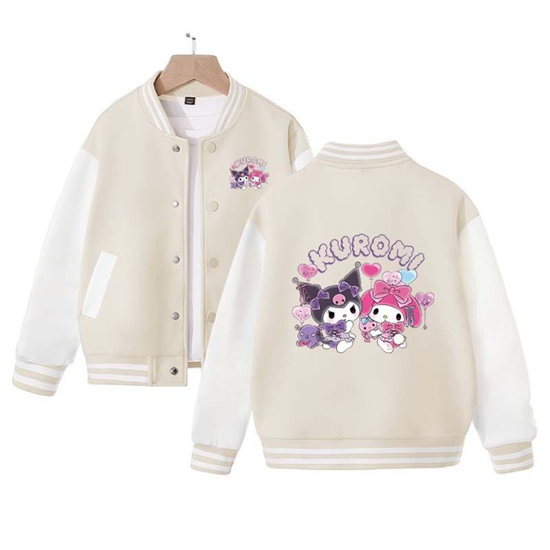 Sanrio Cotton Kid Kuromi Baseball Uniform Melody Cartoon Dopamine Dressing Jacket Cute Spring Autumn Casual Coat Anime Girl Gift