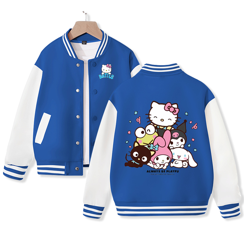 Sanrio Kawaii Anime Kuromi Cute Cartoon Woman Jacket Spring Autumn New Loose Sports Children Baseball Uniform Birthday Gift