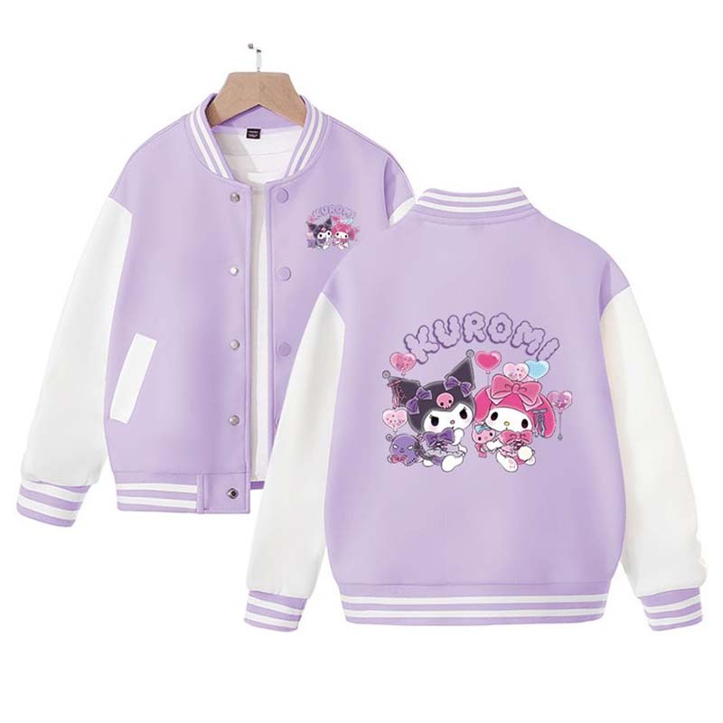 Sanrio Cotton Kid Kuromi Baseball Uniform Melody Cartoon Dopamine Dressing Jacket Cute Spring Autumn Casual Coat Anime Girl Gift