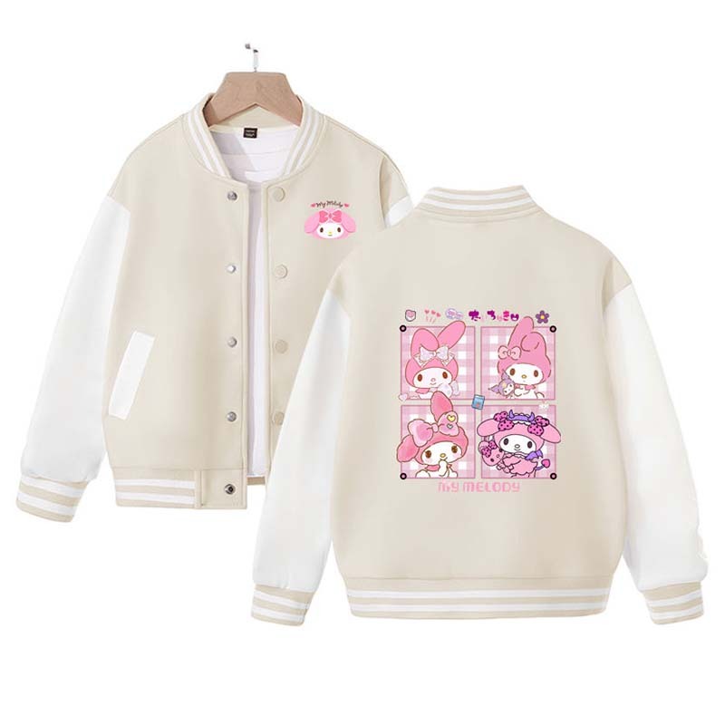 Sanrios Kawaii Anime My Melody Cute Cartoon Jacket Spring Autumn New Children's Loose Sports Baseball Uniform Birthday Gift