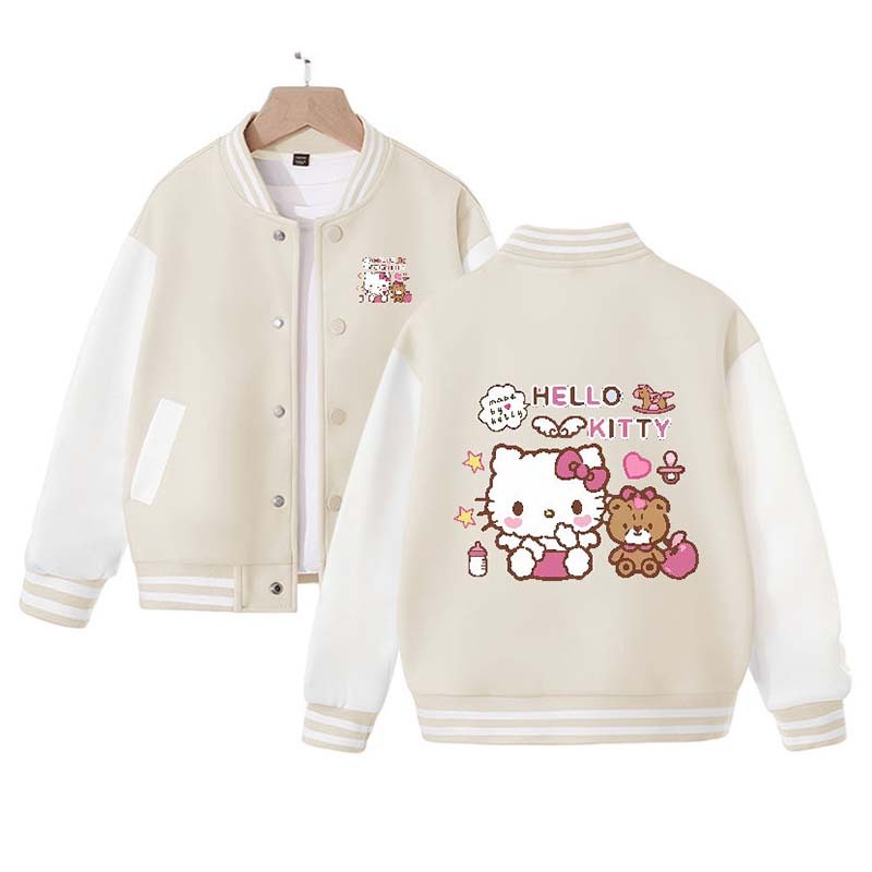 Sanrio New Hello Kitty Kuromi Cinnamoroll Children's Loose Sports Baseball Uniform Jacket Cute Cartoon Girls Coat Top Gift