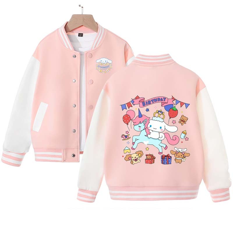 Sanrio Kawaii Anime Cinnamoroll Cute Cartoon Woman Jacket Spring Autumn Overcoat Jacket Loose Sports Children Baseball Uniforma