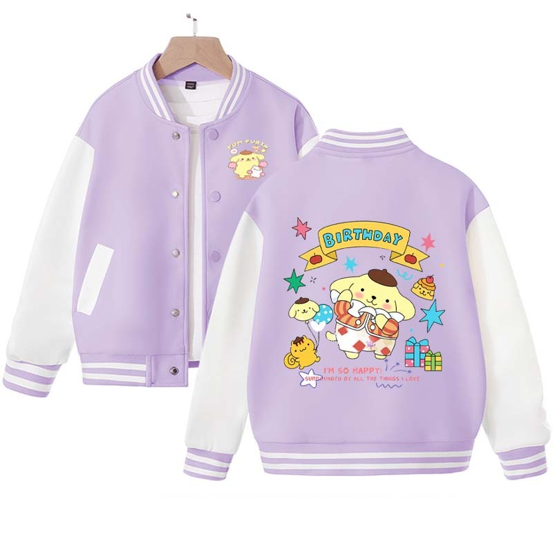 2023 Kawaii Sanrio Pompompurink Cartoon Kids Coat Japan Anime Spring and Autumn New Casual Sports Baseball Uniform Girl Gift